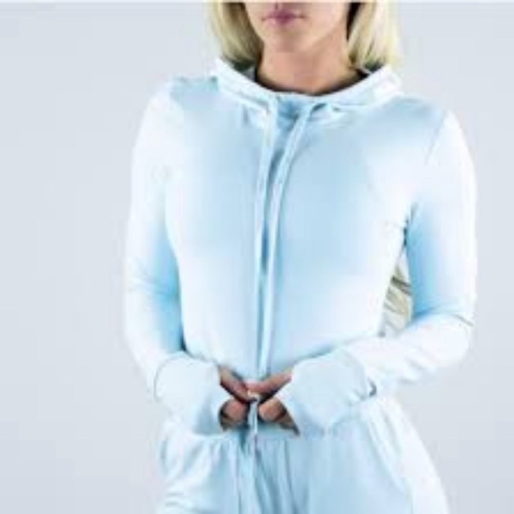 BUFFBUNNY COLLECTION baby blue cropped hoodie. Size small